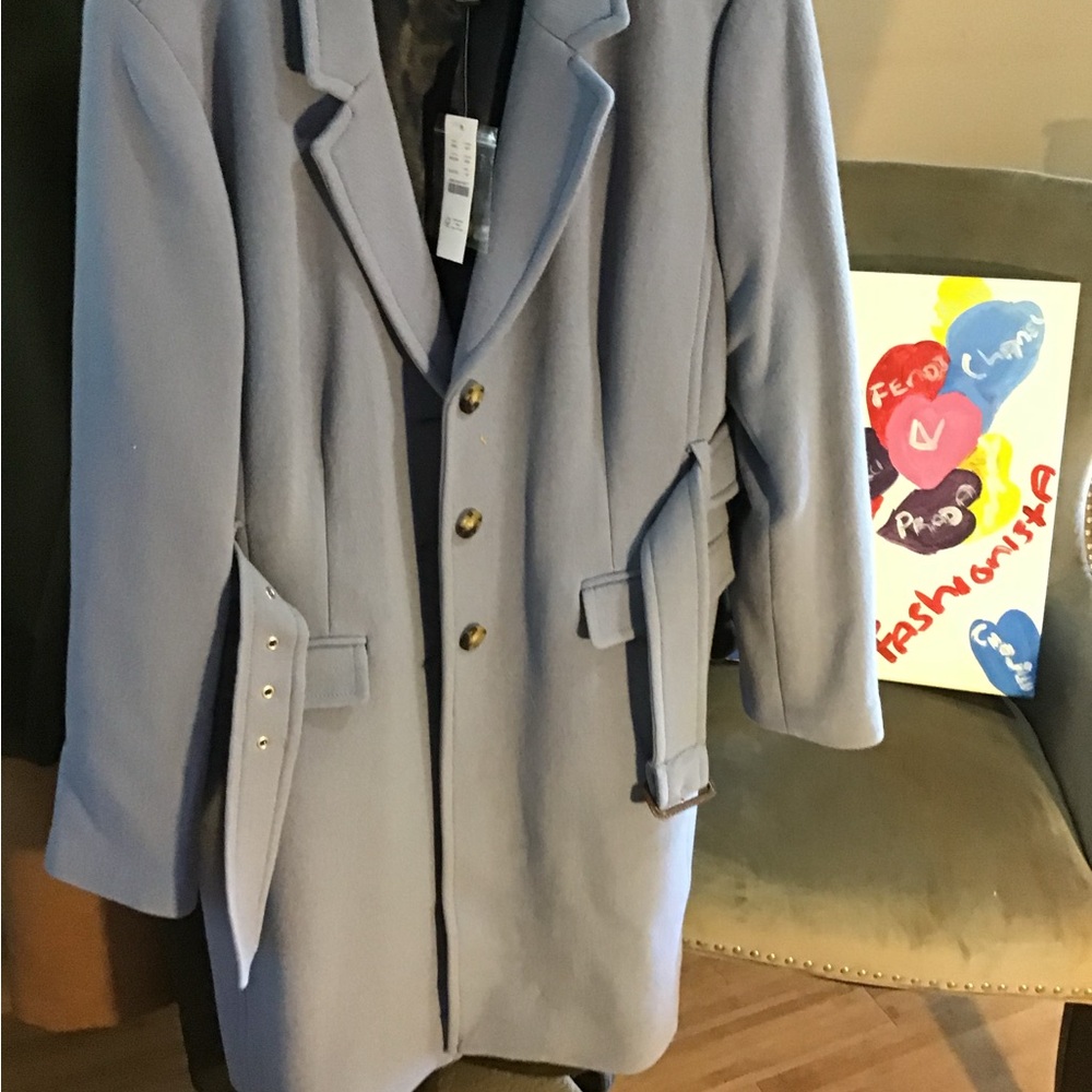 J Crew Women's Classic Blue Belted Coat Size 16